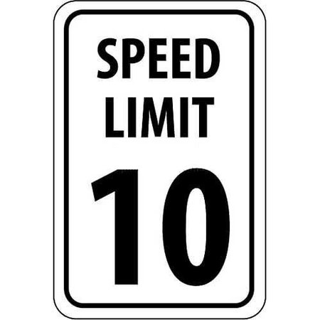 NATIONAL MARKER CO NMC Traffic Sign, 10 MPH Speed Limit Sign, 18 X 12, White/Black,  TM18G